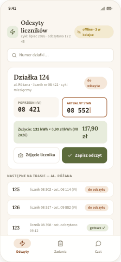 Aplikacja elektryka — spisywanie licznika